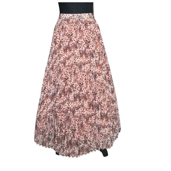 Pleated Skirt Womens Small Leopard Print Fall Colors Midi Skies are Blue - Picture 3 of 11